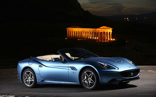 2009 Ferrari California 3, blå cabriolet, 2009, ferrari, california, bilar, HD tapet HD wallpaper