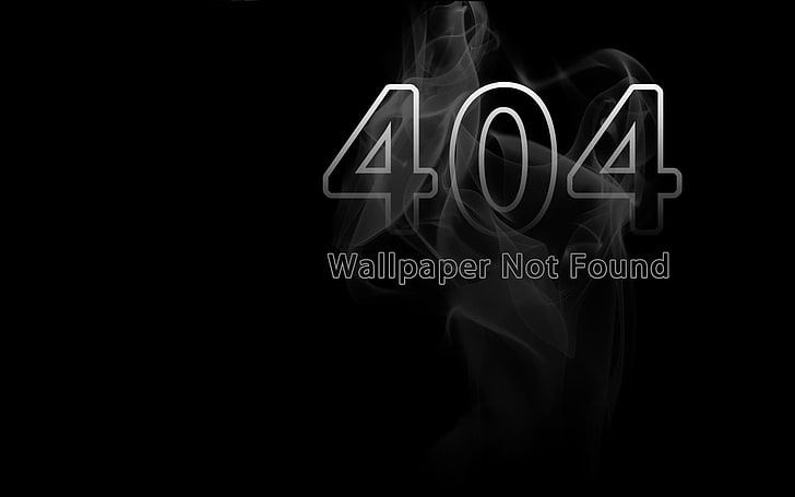 черный фон с наложением текста, 404 Not Found, дым, типография, минимализм, черный фон, HD обои