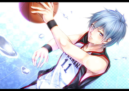 anime, keranjang, bola basket, biru, rambut, kuroko, tetsuya, Wallpaper HD HD wallpaper