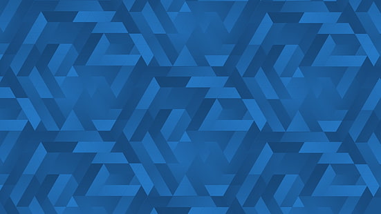 نمط هندسي أزرق ورمادي ، أزرق ، مثلثات ، نسيج ، تدرجات، خلفية HD HD wallpaper