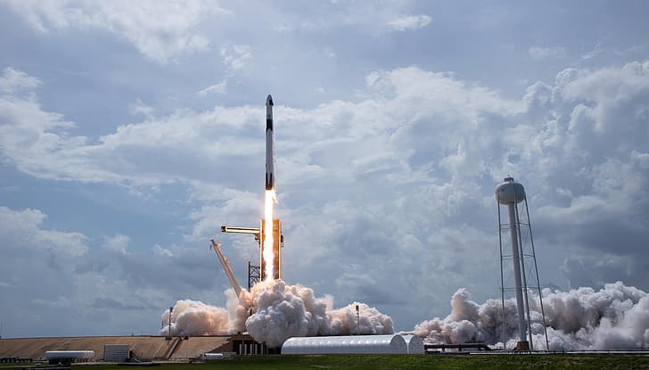SpaceX, Elon Musk, Falcon 9, rocketlaunch, NASA, dragon, lift off, Cape Canaveral, HD wallpaper