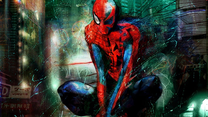 Marvel Spider-Man painting, comics, Spider-Man, HD wallpaper