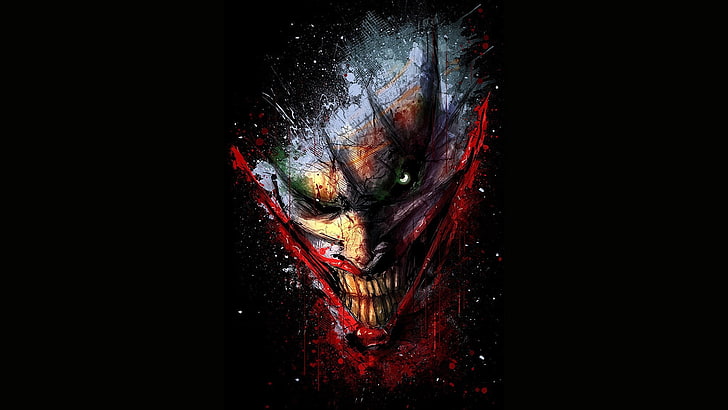 El fondo de pantalla digital Joker, Joker, Batman, fondo simple, fondo negro, ilustraciones, Fondo de pantalla HD