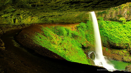 Alcove Behind North Falls, Park Stanowy Silver Falls, Oregon, Wodospady, Tapety HD HD wallpaper
