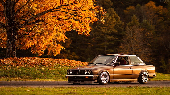 BMW, samochód, zabytkowy samochód, BMW serii 3, jesień, Tapety HD HD wallpaper