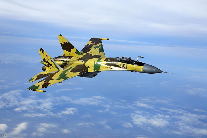 militer, pesawat militer, Sukhoi Su-35, pesawat terbang, Wallpaper HD