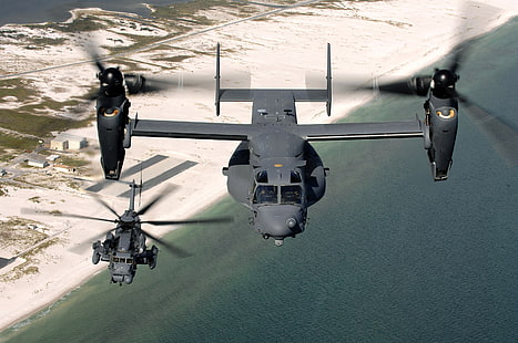 Военни хеликоптери, Bell Boeing V-22 Osprey, самолети, хеликоптери, Sikorsky MH-53, HD тапет HD wallpaper
