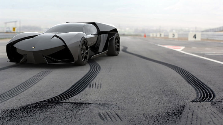 черен спортен автомобил Lamborghini, автомобил, Lamborghini, превозно средство, черни автомобили, HD тапет