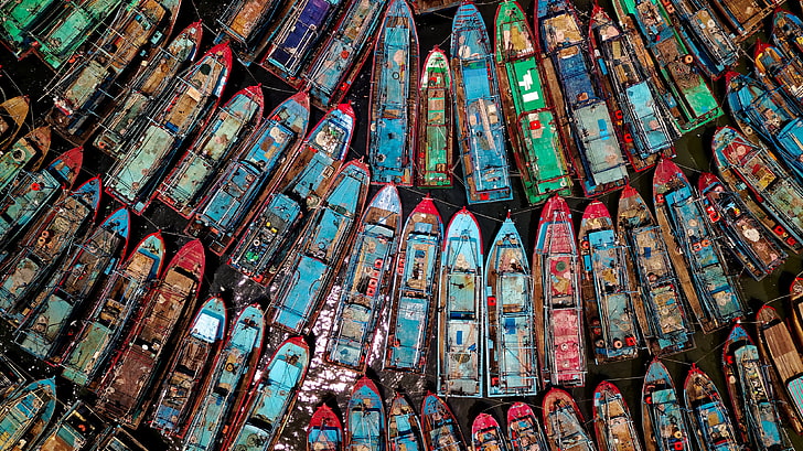 boat, colorful, water, HD wallpaper