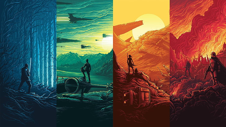 Star Wars wallpaper, Star Wars: The Force Awakens, collage, HD wallpaper