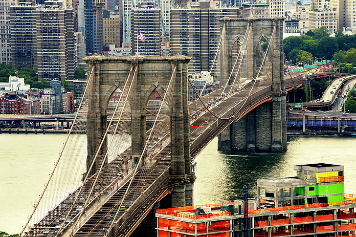 USA, bridge, Brooklyn Bridge, New York City, HD wallpaper