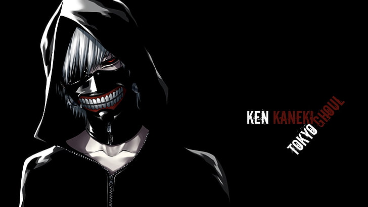 ken kaneki, bluza z kapturem, maska, transformacja, tokyo ghoul, anime, Tapety HD