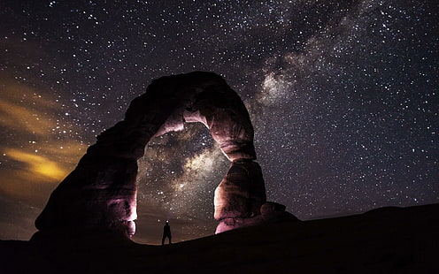Млечный Путь над Нежной Аркой, национальный арочный парк, природа, 1920x1200, ночь, звезда, Юта, Млечный путь, деликатная арка, HD обои HD wallpaper
