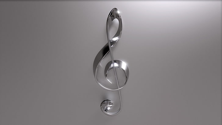 símbolo de nota musical gris, notas, clave de sol, violín, Fondo de pantalla HD