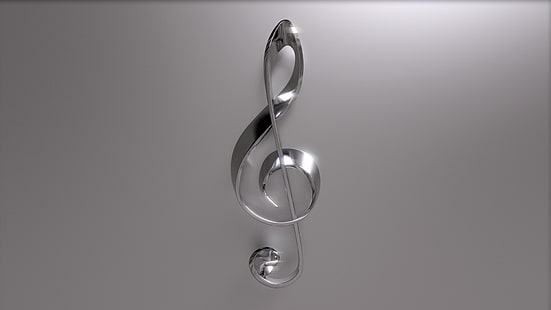 símbolo de nota musical gris, notas, clave de sol, violín, Fondo de pantalla HD HD wallpaper