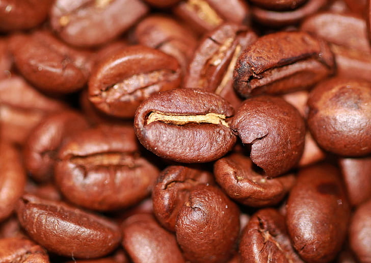 caffeina, ravvicinata, caffè, chicchi di caffè, macro, Sfondo HD