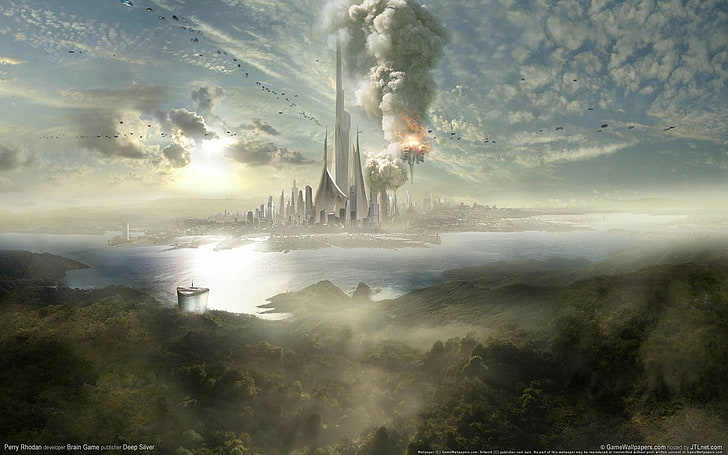 Fantasiekunst, futuristische Stadt, Grafik, Landschaft, Science Fiction, HD-Hintergrundbild