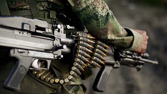 Mitragliatrice M60, fucile nero, fotografia, 1920x1080, fucile, mitragliatrice M60, Sfondo HD HD wallpaper