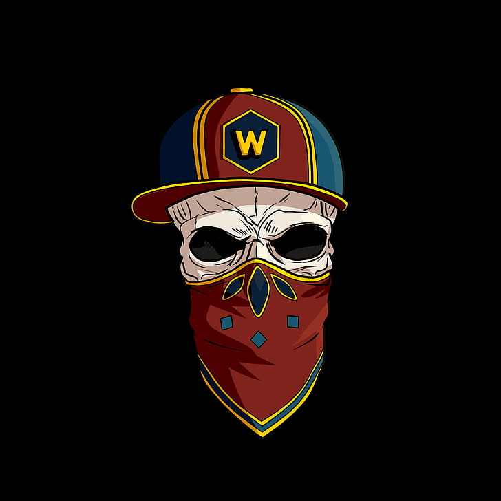 skull, cap, kerchief, logo, HD wallpaper