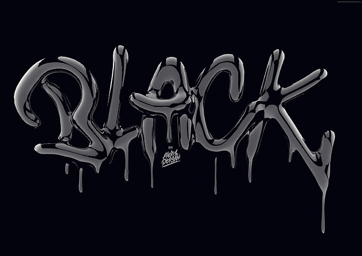 3D, black, abstract, 4K, typography, HD wallpaper