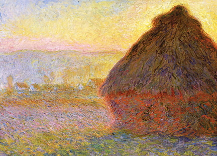 landskap, bild, Claude Monet, höstack vid solnedgången, HD tapet HD wallpaper