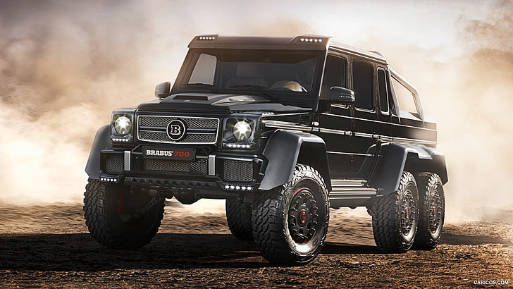 schwarzer Pickup, Gelenvagen, Mercedes-Benz G-Klasse, 6x6, Wüste, PKW, Brabus, HD-Hintergrundbild