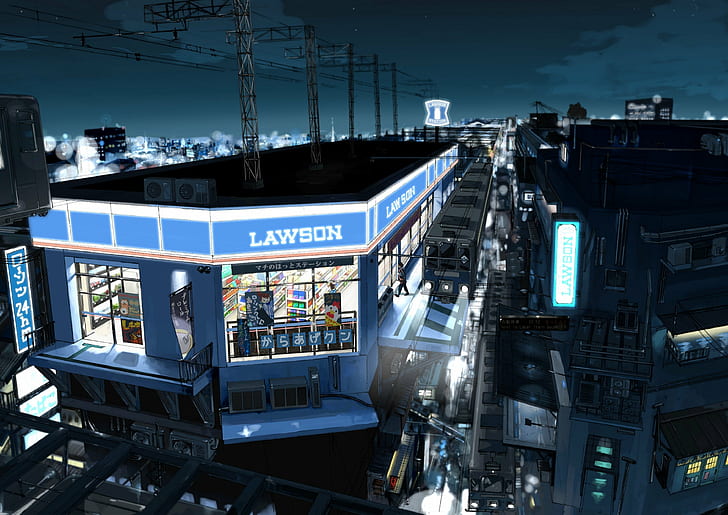 3508x2480 px City Cityscape Lawson night painting Train Station Aircraft Antique HD Art, painting, night, City, Cityscape, Train Station, 3508x2480 px, Lawson, Sfondo HD