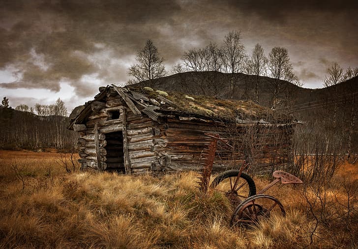the barn, old, rust, seeder, HD wallpaper