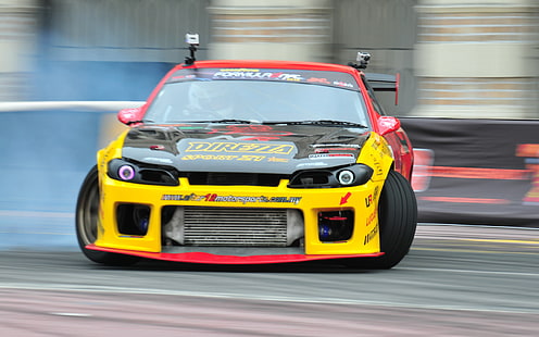 black and yellow racing vehicle, sport, cars, drift, Nissan, silvia, auto wallpapers, car Wallpaper, s15, drifting, HD wallpaper HD wallpaper