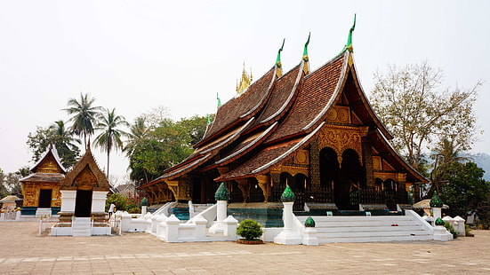 lao, luang prabang, templo, tanga wat xieng, Fondo de pantalla HD HD wallpaper