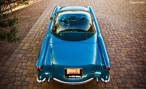 1954 Chevrolet Corvette Bubbletop, klasyczne niebieskie kabriolet coupe, silniki, klasyczne samochody, 1954, chevrolet, corvette, bubbletop, Tapety HD HD wallpaper