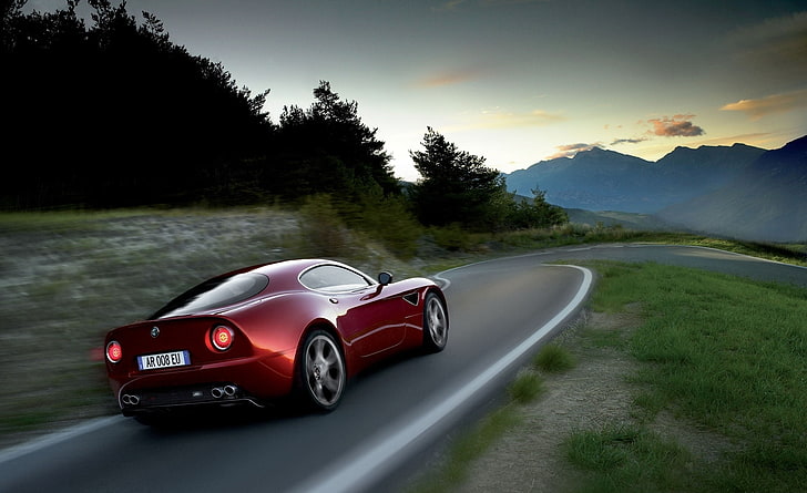 Alfa Romeo 8C Competizione, red coupe, Cars, Alfa Romeo, alfa romeo 8c competizione, HD wallpaper