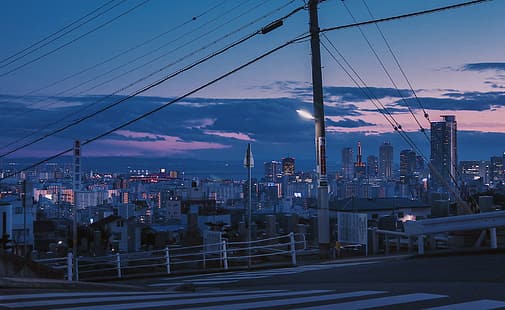 Tokyo, mavi, manzara, Japonya, şehir, şehir pop, fotoğrafçılık, HD masaüstü duvar kağıdı HD wallpaper