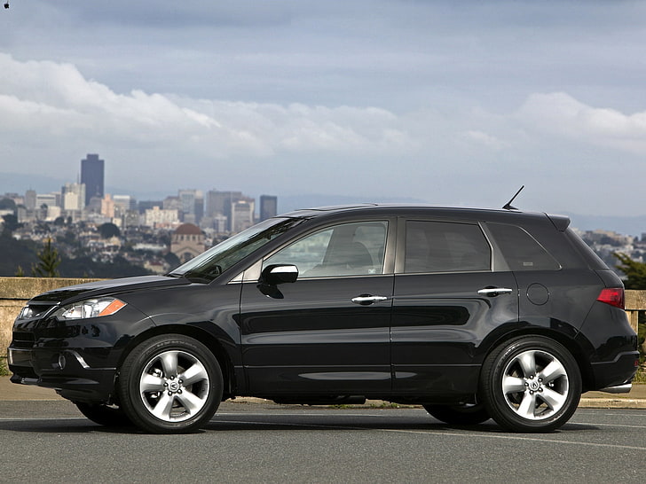 SUV negro, acura, rdx, negro, jeep, vista lateral, estilo, autos, cielo, ciudad, Fondo de pantalla HD