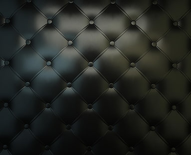 стеганая черная кожаная доска, кожа черная, обивка, декоративные ногти, HD обои HD wallpaper
