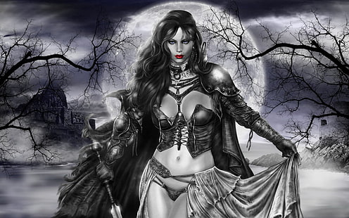 gothic, art, horror, vampire, women, Dark, HD wallpaper HD wallpaper