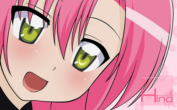 Wallpaper karakter anime gadis pink-berambut, hayate no gotoku, katsura hinagiku, cewek, wajah, close-up, Wallpaper HD