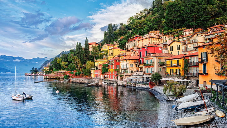 varenna, Comosjön, stad, Lombardiet, kust, turism, lecco, sjö, vik, turistattraktion, HD tapet