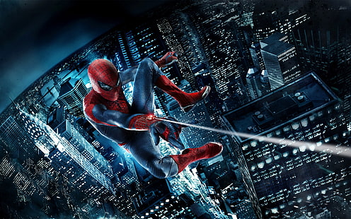 ภาพประกอบ Marvel Spider-Man, กลางคืน, ตึกระฟ้า, แมลงวัน, Spider-Man, Amazing spider-man, Platina, วอลล์เปเปอร์ HD HD wallpaper