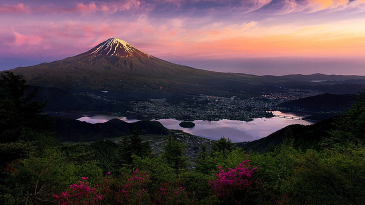 Планината Фуджи, пейзаж, Япония, планини, природа, HD тапет