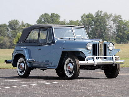 1948, jeep, jeepster, overland, retro, v j, willys, HD tapet HD wallpaper