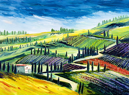 Toscany Oil Painting, Artistic, Drawings, HD wallpaper HD wallpaper