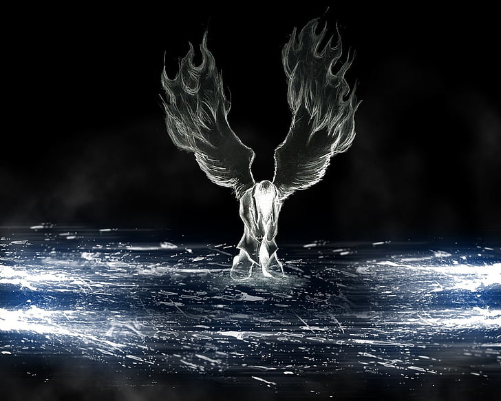 man with wing sketch, love, Angel, pain, HD wallpaper