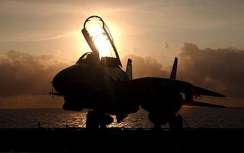 Sonnenuntergang, F-14, Kater, HD-Hintergrundbild HD wallpaper