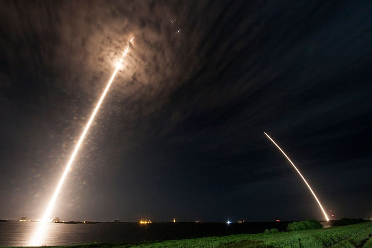 photography, SpaceX, night, HD wallpaper