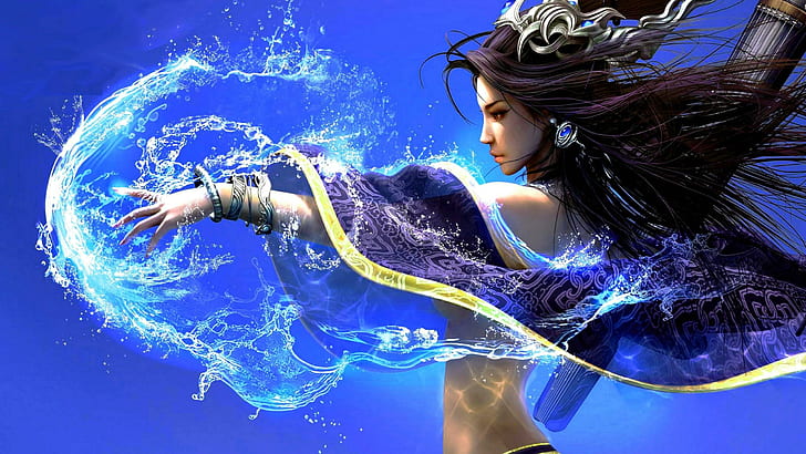 Beautiful Girl, beautiful girl, water, beautiful, fantasy, 3d and abstract, HD wallpaper
