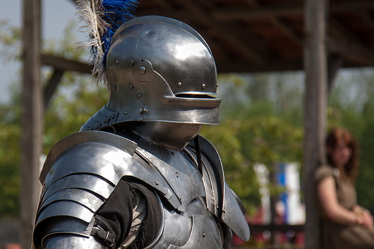 metal, armor, warrior, helmet, knight, HD wallpaper