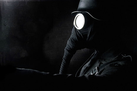 máscara de gás preta, máscaras de gás, apocalíptico, escuro, militar, soldado, Primeira Guerra Mundial, Stahlhelm, Império Alemão, preto, HD papel de parede HD wallpaper