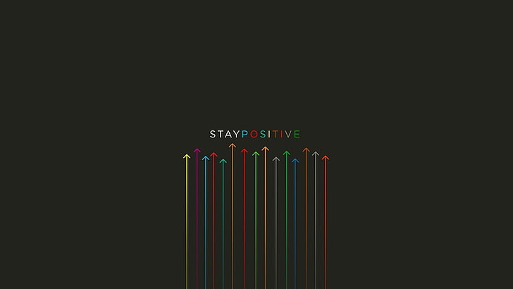 black background with stay positive text overlay, simple, minimalism, digital art, motivational, arrows, arrows (design), HD wallpaper