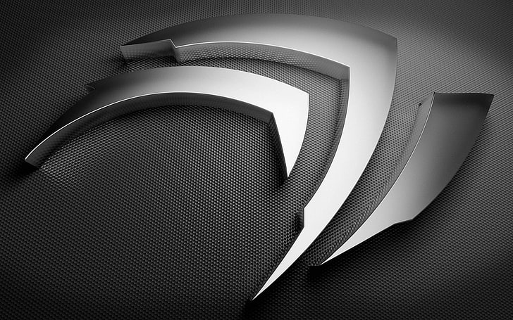 Logo NVIDIA, forme, figure, surface, gris, Fond d'écran HD